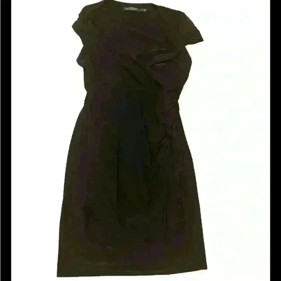 Lauren Ralph Lauren Faux Wrap Slimming Dress Size 8 Petite - Picture 1 of 3